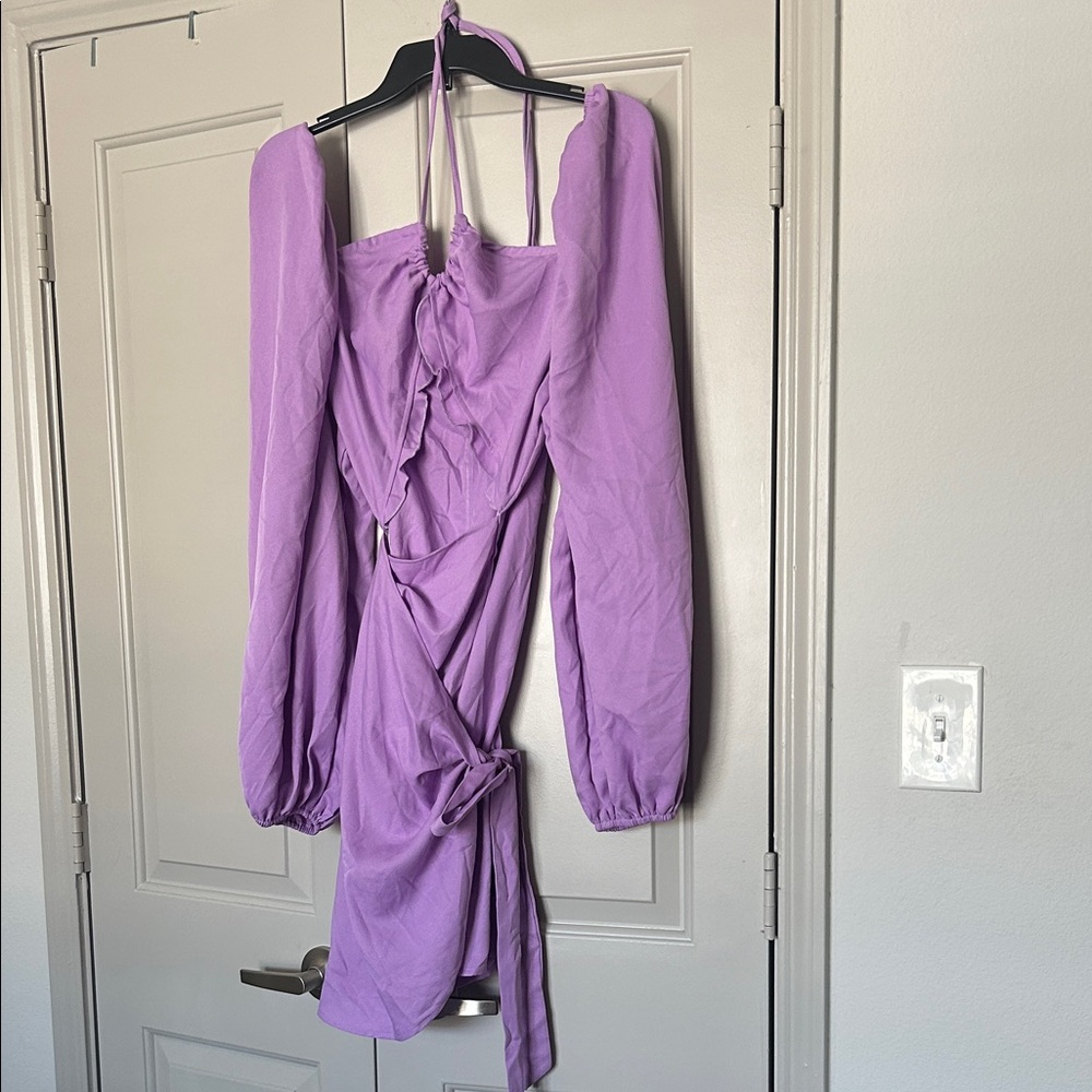 Shein Lavender Long Sleeve Wrap Dress